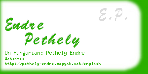 endre pethely business card